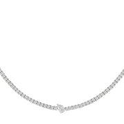 Diamond Tennis Necklace with Center Pear Diamond - HIBA JABER
