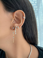 عرض الصورة في المعرض، Duo Emerald Stud Earring - Single Piece - HIBA JABER