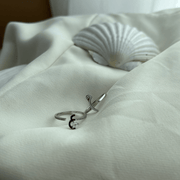 Duo Rings with Diamonds on one initial & one band a 0.2ct Diamond Solitaire - HIBA JABER