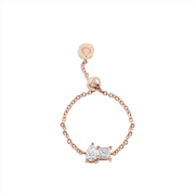 Duo Sparkle Diamond Chain Ring - 18 - k - rose - gold - HIBA JABER