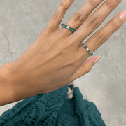 Emerald Eternity Ring With an Odd Diamond - HIBA JABER