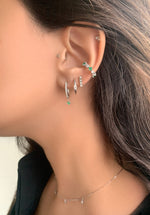 عرض الصورة في المعرض، Emerald Hanging Hoops - Set of Earrings - HIBA JABER