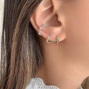 Emerald Pear drop Hoop Earring - HIBA JABER