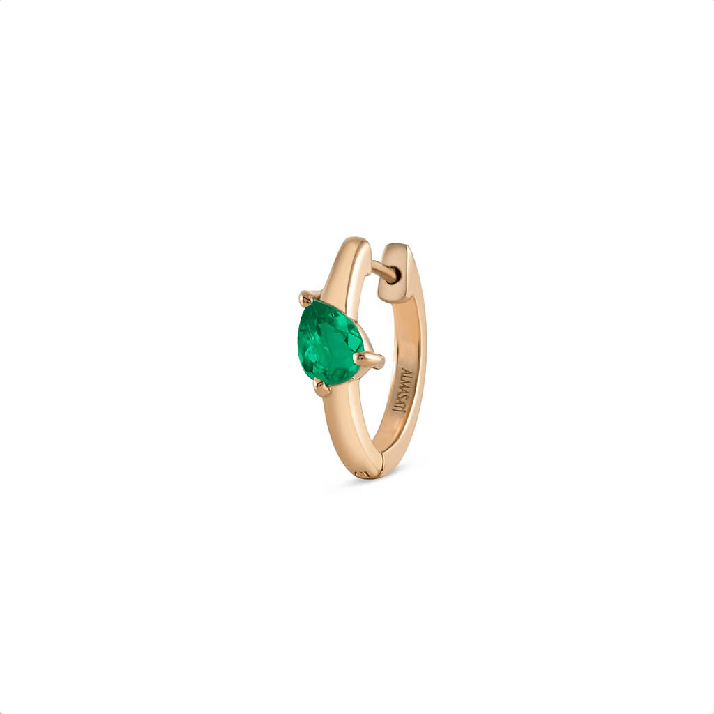 Emerald Pear drop Hoop Earring - HIBA JABER