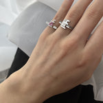 تحميل الصورة في عارض المعرض, Flat Top Initial Bold Gemstone Open Ring - HIBA JABER
