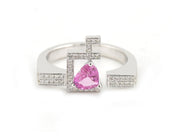 Flat Top Initial Bold Gemstone Open Ring - HIBA JABER