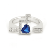 Flat Top Initial Bold Gemstone Open Ring - HIBA JABER