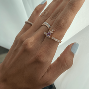 Flat Top Initial Bold Gemstone Open Ring - HIBA JABER