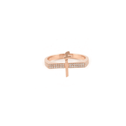 Flat Top Initial Pinki Ring - Rose Gold - HIBA JABER