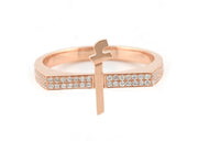 Flat Top Initial Pinki Ring - Rose Gold - HIBA JABER