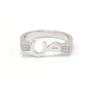 Flat Top Initial Pinki Ring - White Gold - HIBA JABER