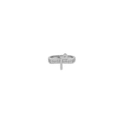 Flat Top Initial Pinki Ring - White Gold - HIBA JABER