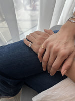 Load image into Gallery viewer, Flat Top Initial Pinki Ring - White Gold - HIBA JABER