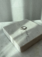 Flat Top Initial Pinki Ring - White Gold - HIBA JABER