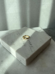 Flat Top Initial Pinki Ring - Yellow Gold - HIBA JABER