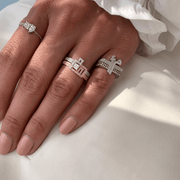 Flat Top Thick Duo Rings Diamond Bands - HIBA JABER
