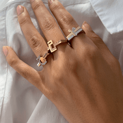 Flat Top Thick Initial Ring - Plain - HIBA JABER