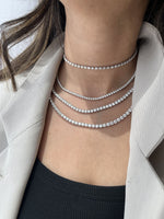 عرض الصورة في المعرض، Full Diamond Tennis Necklace / 0.30ct Each - HIBA JABER