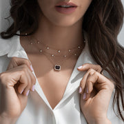 Garnett Diamond Halo Necklace - HIBA JABER