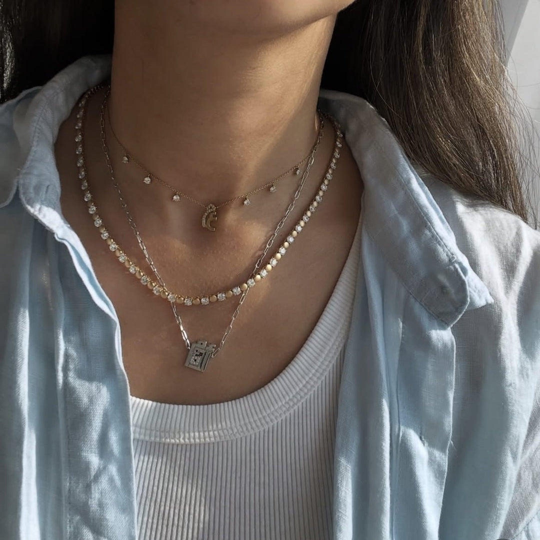 Gold Interval Diamond Necklace - HIBA JABER