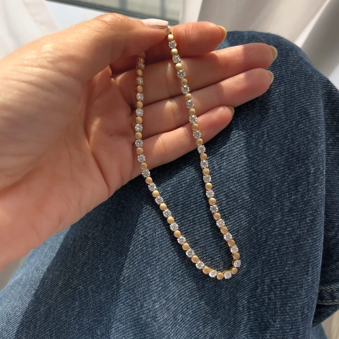 Gold Interval Diamond Necklace - HIBA JABER