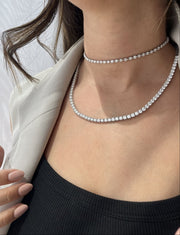 Half Diamond Tennis Necklace/ 0.24ct Each - HIBA JABER