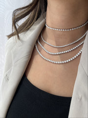 Half Diamond Tennis Necklace/ 0.24ct Each - HIBA JABER