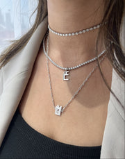 Half Diamond Tennis Necklace/ 0.24ct Each - HIBA JABER