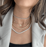 Load image into Gallery viewer, Half Diamond Tennis Necklace/ 0.24ct Each - HIBA JABER