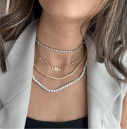 Half Diamond Tennis Necklace/ 0.24ct Each - HIBA JABER