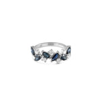 Load image into Gallery viewer, Half Zigzag Blue Sapphires with Diamond Droplet Ring - HIBA JABER
