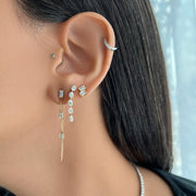 Hanging Emerald Diamond Chain Earring - HIBA JABER