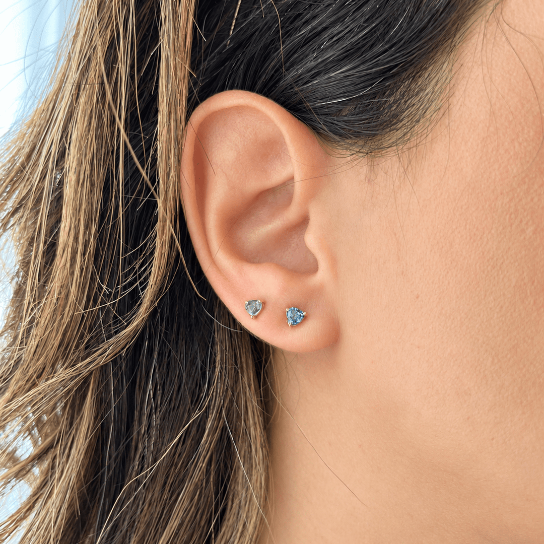 Heart Birthstone Earrings - Pair - HIBA JABER