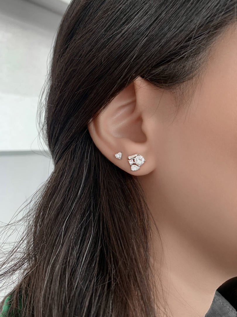 Heart Diamond Stud Earring - HIBA JABER