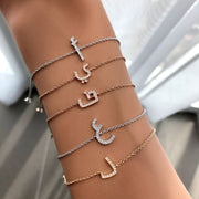 Initial Chain Bracelet Set In Diamonds - HIBA JABER