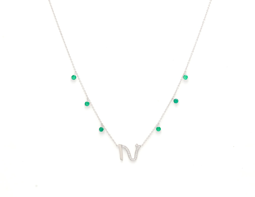 Initial Emerald Droplet Necklace - Intertwined - HIBA JABER