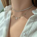 تحميل الصورة في عارض المعرض, Initial Emerald Droplet Necklace - Intertwined - HIBA JABER
