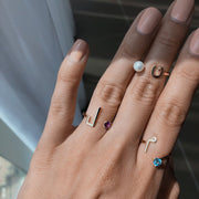 Initial Gemstone Open Ring - HIBA JABER