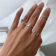 Initial Gemstone Open Ring - HIBA JABER