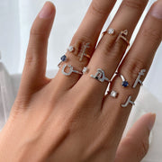 Initial Gemstone Open Ring - HIBA JABER