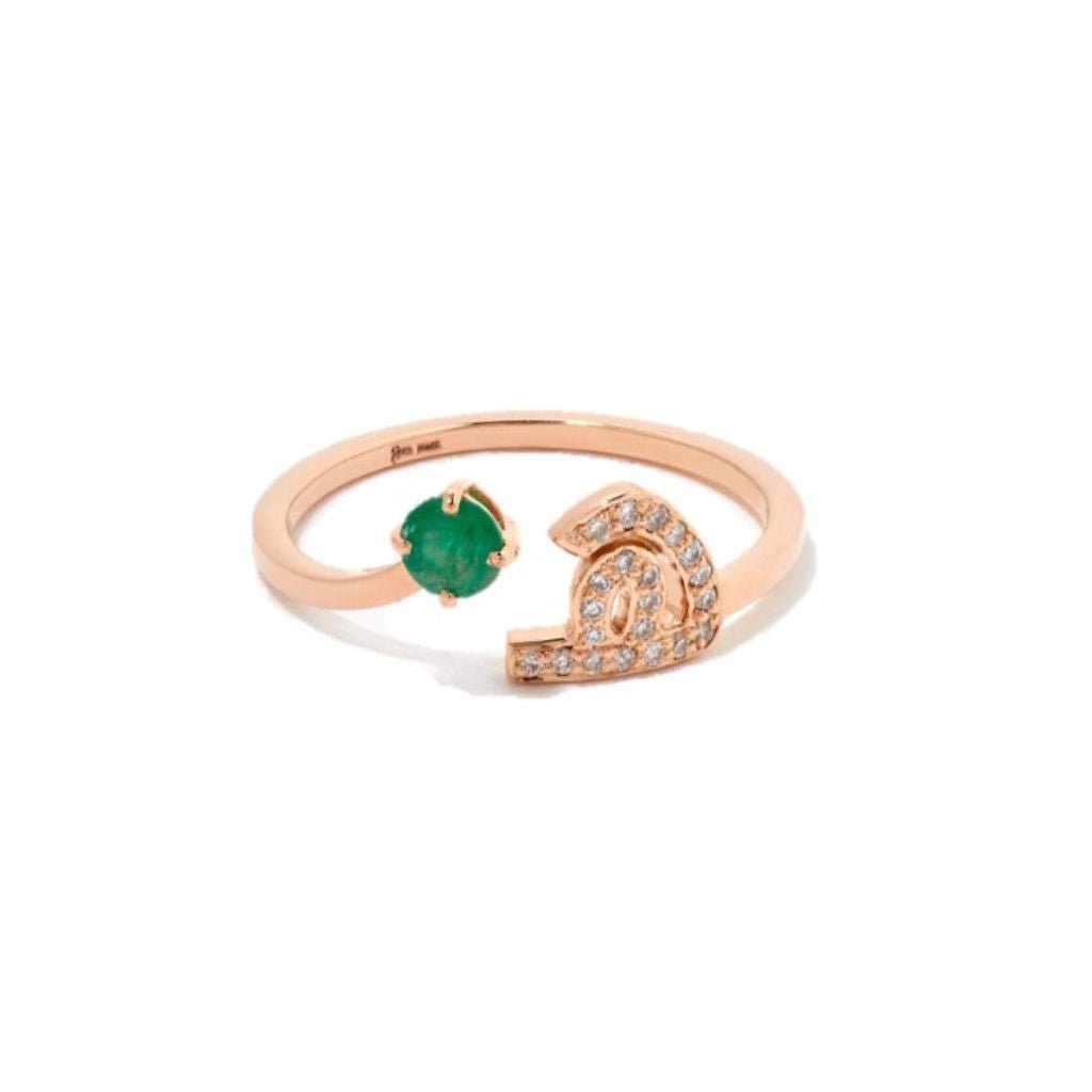 Initial Gemstone Open Ring - HIBA JABER