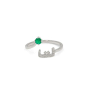 Initial Gemstone Open Ring - HIBA JABER
