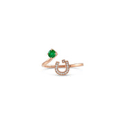 Initial Gemstone Open Ring - HIBA JABER