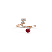 Initial Gemstone Open Ring - HIBA JABER