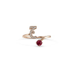 تحميل الصورة في عارض المعرض, Initial Gemstone Open Ring - Ruby / Set in Diamonds - HIBA JABER

