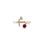 تحميل الصورة في عارض المعرض, Initial Gemstone Open Ring - Ruby / Set in Diamonds - HIBA JABER
