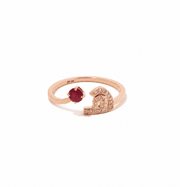 Initial Gemstone Open Ring - Ruby / Set in Diamonds - HIBA JABER