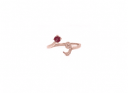 Initial Gemstone Open Ring - Ruby / Set in Diamonds - HIBA JABER