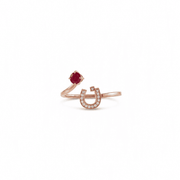 Initial Gemstone Open Ring - Ruby / Set in Diamonds - HIBA JABER