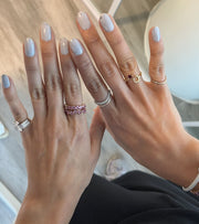 Initial Gemstone Open Ring - Set in Diamonds - HIBA JABER